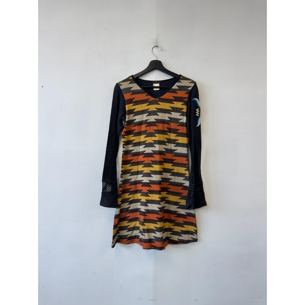 Vintage Custo Barcelona Dress Womens Medium Multicolor Knit Long Sleeve A Line